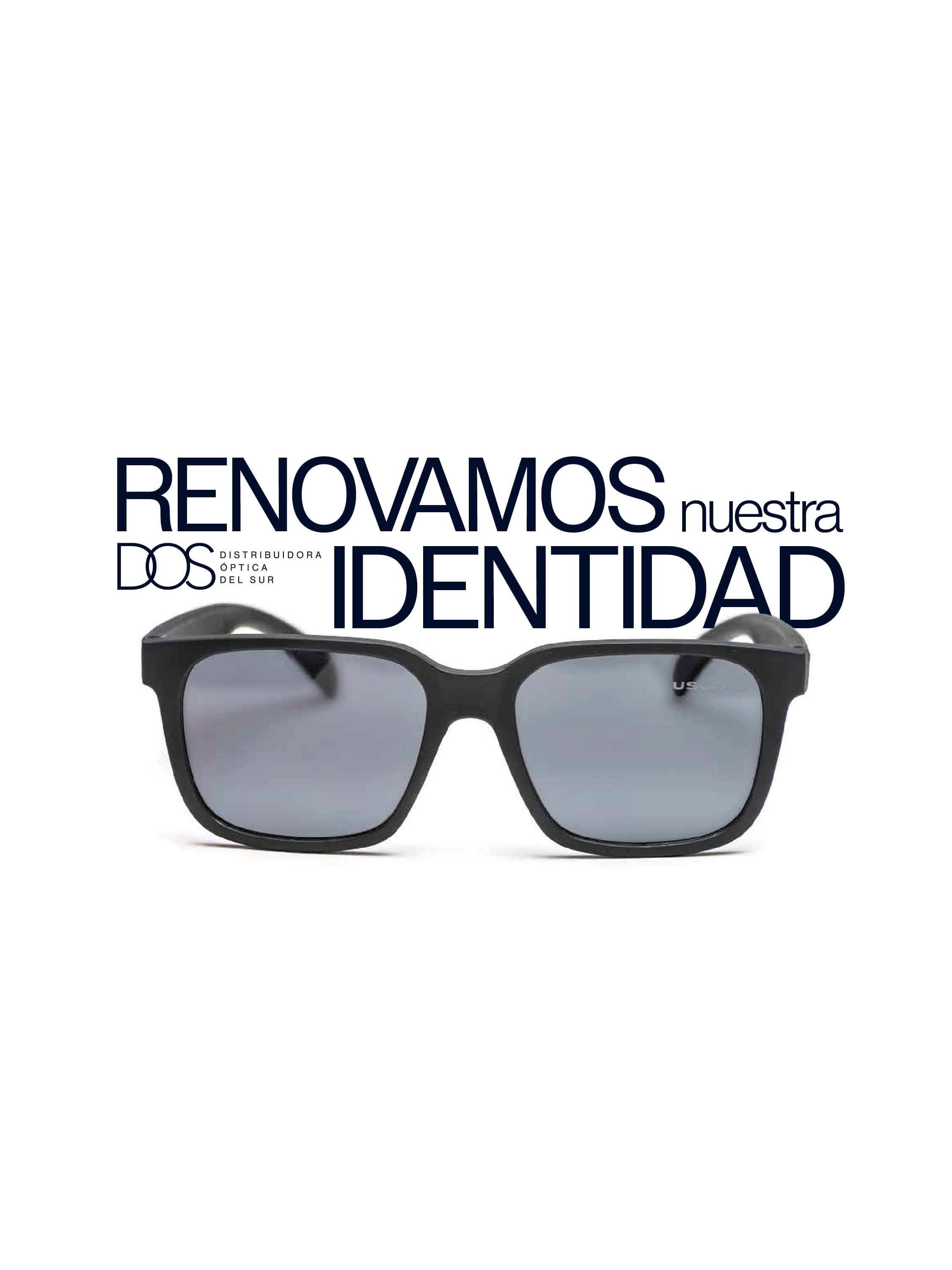 Afiche de renovación de identidad de D.O.S. con anteojos de sol