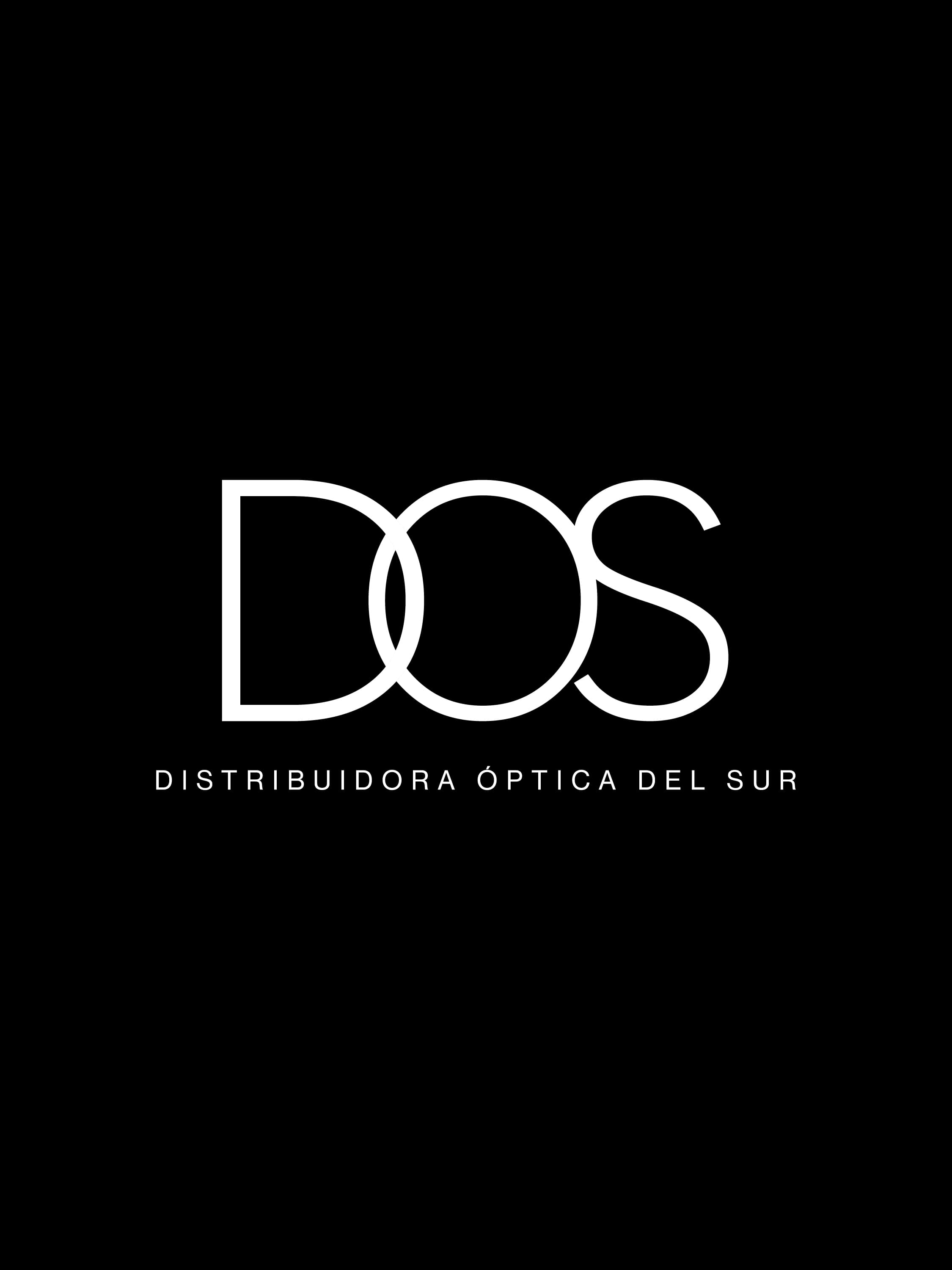 Logo de D.O.S. Distribuidora Óptica del Sur sobre fondo negro